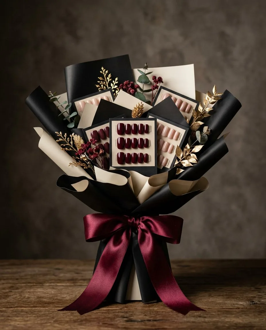 Midnight Muse black and burgundy nail bouquet